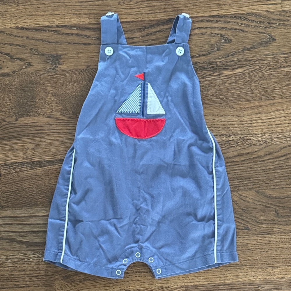 Shrimp And Grits Blue Sailboat Regatta Romper